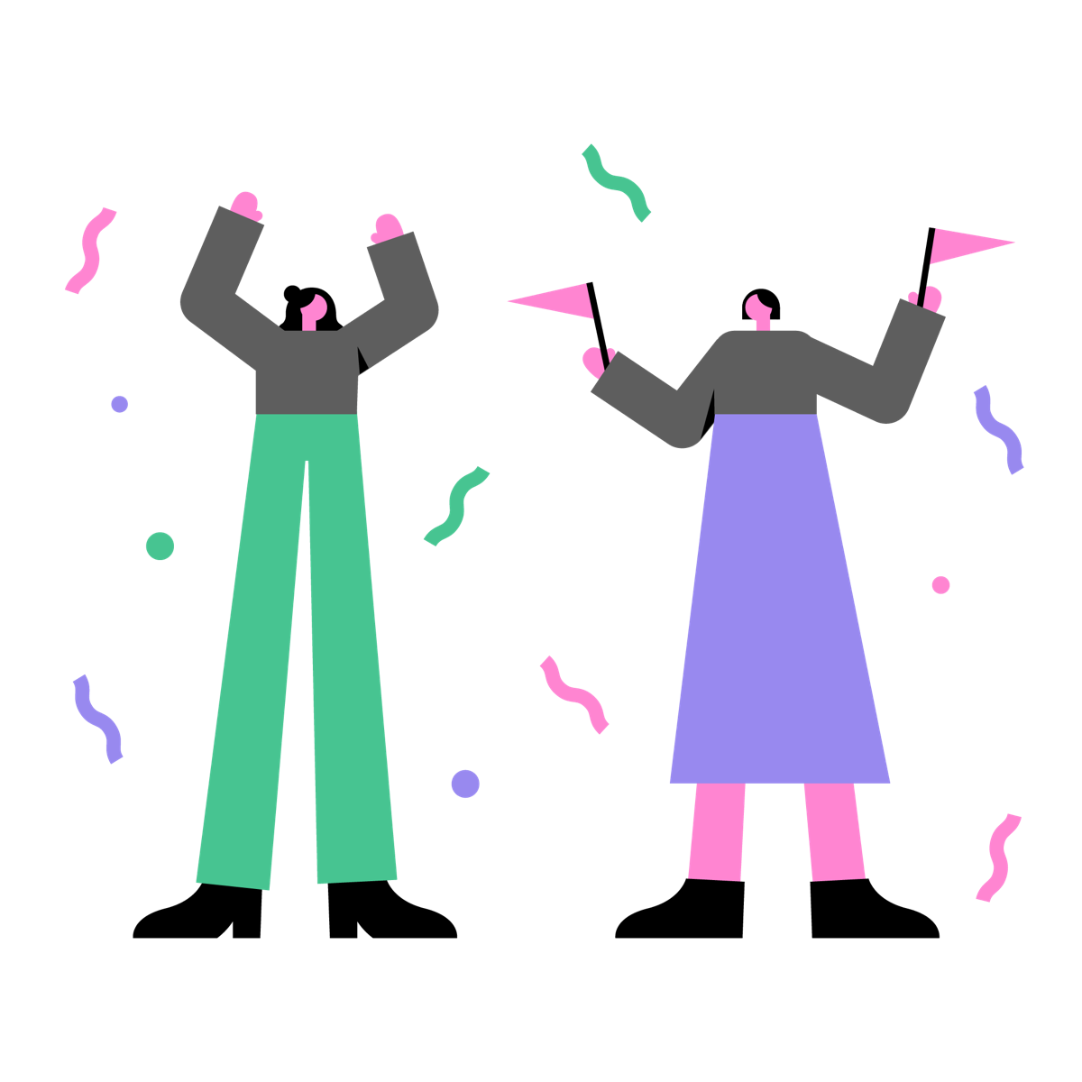 完成模拟考试后的彩色庆祝插画